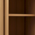 Meuble de rangement au sol en bambou naturel avec 2 portes à persiennes, assemblage par 1 personne