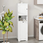 Meuble de tri de linge blanc inclinable avec sac amovible, compartiment unique