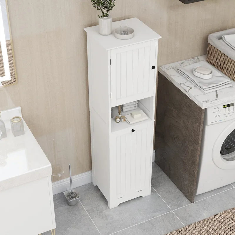 Meuble de tri de linge blanc inclinable avec sac amovible, compartiment unique