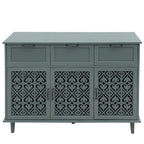 Armoire de rangement à 3 portes et 3 tiroirs vert foncé et bleu, simple