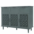 Armoire de rangement à 3 portes et 3 tiroirs vert foncé et bleu, simple