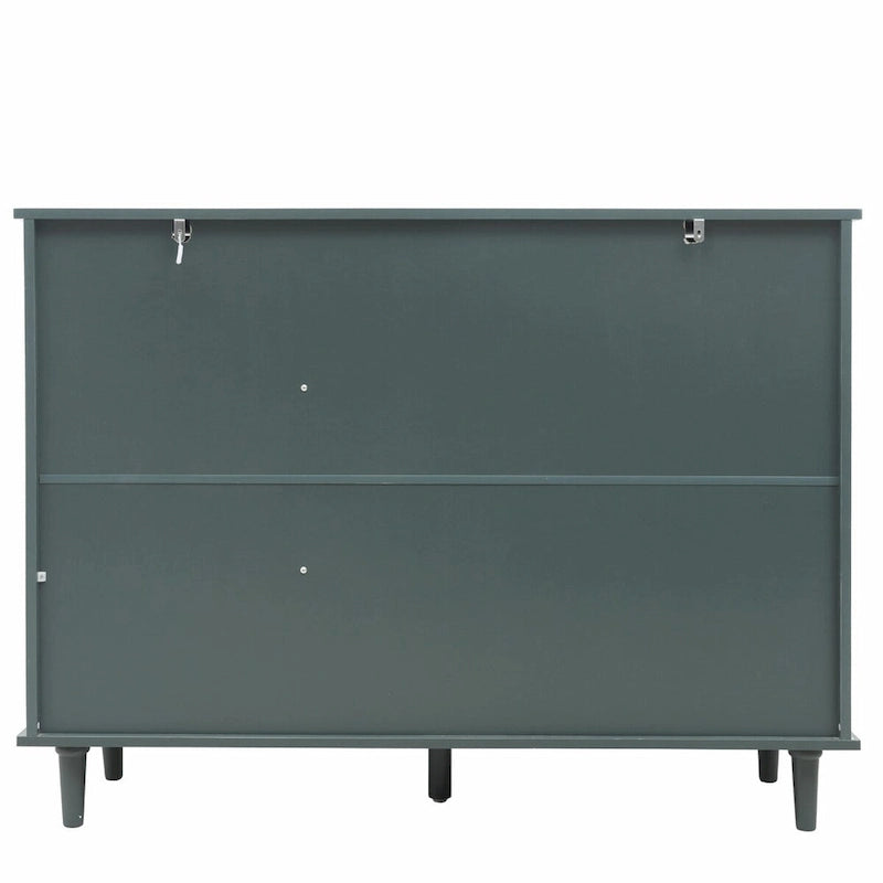 Armoire de rangement à 3 portes et 3 tiroirs vert foncé et bleu, simple
