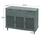 Armoire de rangement à 3 portes et 3 tiroirs vert foncé et bleu, simple