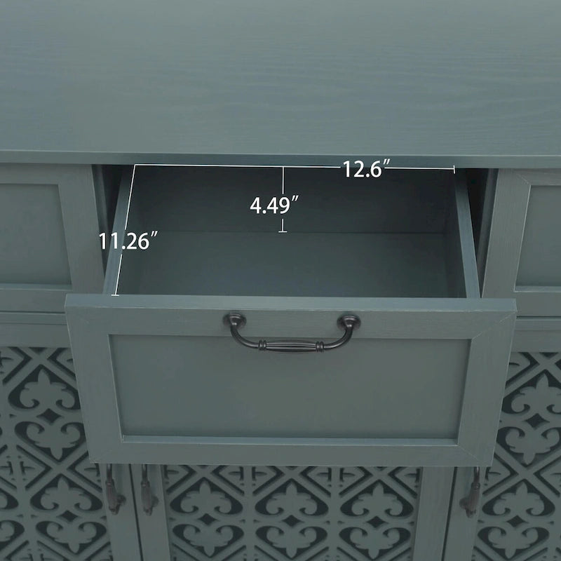 Armoire de rangement à 3 portes et 3 tiroirs vert foncé et bleu, simple