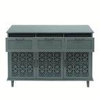 Armoire de rangement à 3 portes et 3 tiroirs vert foncé et bleu, simple