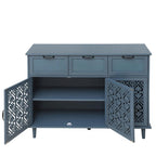 Armoire de rangement à 3 portes et 3 tiroirs vert foncé et bleu, simple