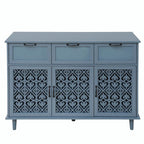 Armoire de rangement à 3 portes et 3 tiroirs vert foncé et bleu, simple