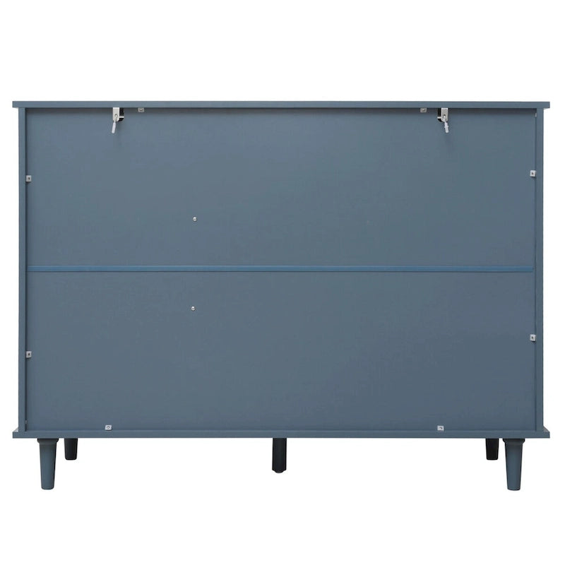 Armoire de rangement à 3 portes et 3 tiroirs vert foncé et bleu, simple