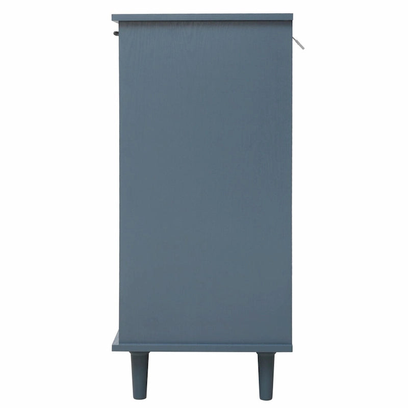 Armoire de rangement à 3 portes et 3 tiroirs vert foncé et bleu, simple