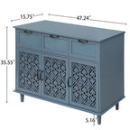 Armoire de rangement à 3 portes et 3 tiroirs vert foncé et bleu, simple