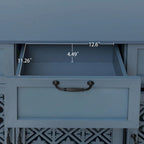 Armoire de rangement à 3 portes et 3 tiroirs vert foncé et bleu, simple