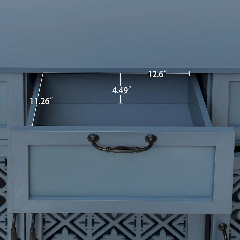 Armoire de rangement à 3 portes et 3 tiroirs vert foncé et bleu, simple