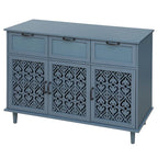 Armoire de rangement à 3 portes et 3 tiroirs vert foncé et bleu, simple
