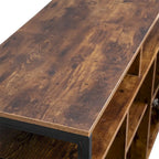 Buffet industriel avec étagères ouvertes et portes – Marron rustique et noir