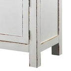 Buffet 137 cm, blanc et marron, casier à vin, 2 tiroirs, étagère ouverte