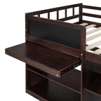 Lit mezzanine jumeau gris / blanc / espresso avec bureau, étagère et tiroirs – 1 personne