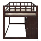 Lit mezzanine jumeau gris / blanc / espresso avec bureau, étagère et tiroirs – 1 personne