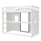 Lit mezzanine simple blanc/gris avec échelle – Style maison, 1 place