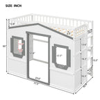 Lit mezzanine simple blanc/gris avec échelle – Style maison, 1 place