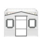 Lit mezzanine simple blanc/gris avec échelle – Style maison, 1 place