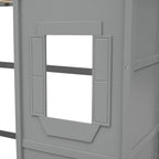Lit mezzanine simple blanc/gris avec échelle – Style maison, 1 place
