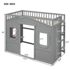 Lit mezzanine simple blanc/gris avec échelle – Style maison, 1 place
