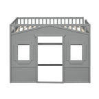 Lit mezzanine simple blanc/gris avec échelle – Style maison, 1 place