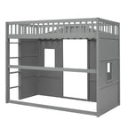Lit mezzanine simple blanc/gris avec échelle – Style maison, 1 place