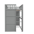Lit mezzanine simple blanc/gris avec échelle – Style maison, 1 place
