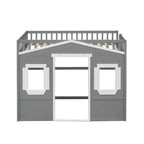 Lit mezzanine simple blanc/gris avec échelle – Style maison, 1 place