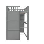 Lit mezzanine simple blanc/gris avec échelle – Style maison, 1 place