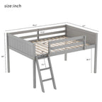 Lit mi-hauteur gris/blanc avec échelle convertible, jumeau/double, simple