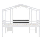 Lit mezzanine jumeau blanc avec toboggan et tableau noir, 1 enfant