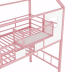 Lit mezzanine en métal rose et noir avec toit et rangement, jumeau, 1 personne
