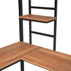 Lit mezzanine double en métal blanc/noir avec bureau et étagère, pour 1 personne