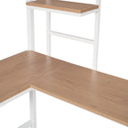 Lit mezzanine double en métal blanc/noir avec bureau et étagère, pour 1 personne