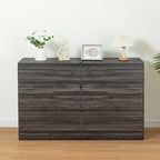 Buffet bahut gris 6 tiroirs, assemblage 1-2 personnes