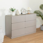 Buffet bahut gris 6 tiroirs, assemblage 1-2 personnes