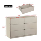 Buffet bahut gris 6 tiroirs, assemblage 1-2 personnes