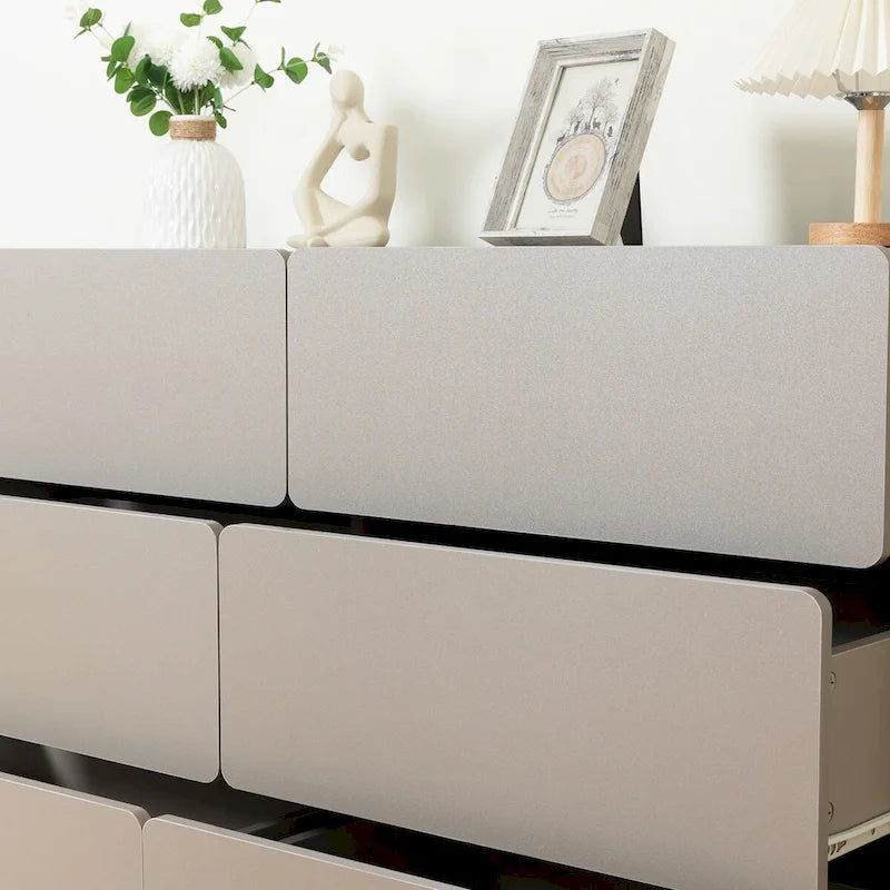 Buffet bahut gris 6 tiroirs, assemblage 1-2 personnes