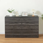 Buffet bahut gris 6 tiroirs, assemblage 1-2 personnes