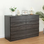 Buffet bahut gris 6 tiroirs, assemblage 1-2 personnes