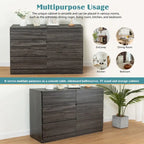 Buffet bahut gris 6 tiroirs, assemblage 1-2 personnes