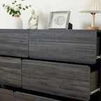 Buffet bahut gris 6 tiroirs, assemblage 1-2 personnes