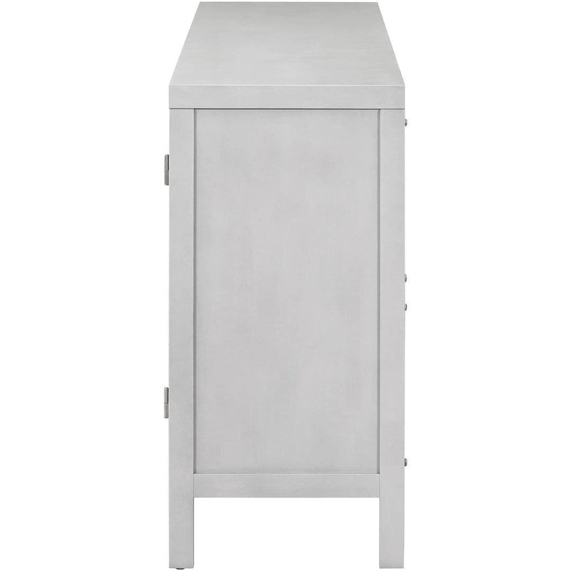 Bahut en rotin 4 portes gris/noir/blanc, montage par 1 personne