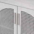 Bahut en rotin 4 portes gris/noir/blanc, montage par 1 personne