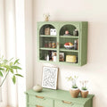 Armoire vitrée 2 portes verte/blanche/noire avec motif tressé, 3 niveaux de rangement