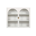 Armoire vitrée 2 portes verte/blanche/noire avec motif tressé, 3 niveaux de rangement