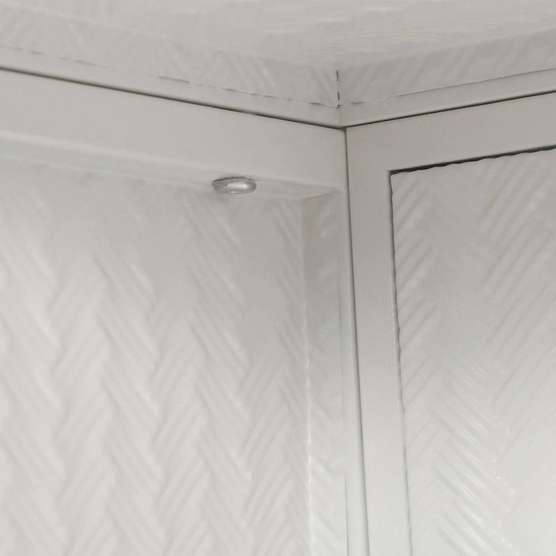 Armoire vitrée 2 portes verte/blanche/noire avec motif tressé, 3 niveaux de rangement