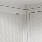 Armoire vitrée 2 portes verte/blanche/noire avec motif tressé, 3 niveaux de rangement